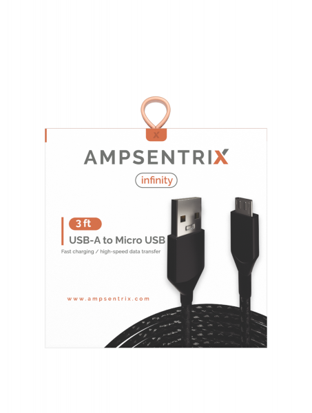 3 FT MICRO USB TO USB TYPE A CABLE (AMPSENTRIX) (INFINITY)
